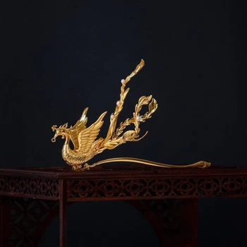 Design Original, de Trei-dimensional de aur vechi meșteșug Etnice stil Lux Phoenix tiara de păr bijuterii Cheongsam ciucure accesor
