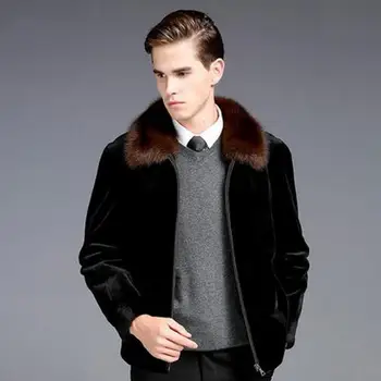 Pufos Bărbați faux blana 1 iarna autunm uza de mari dimensiuni bărbați haine calde fals blană de nurcă îngroșa cu fermoar, jachete scurte M796