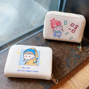 Desene animate Scurt Portofele Femei cu Fermoar Fata Mini Portabil de Monedă Carduri de Bani Posete coreean Ins Kawaii Portofelul Toate-meci PU Geantă din Piele