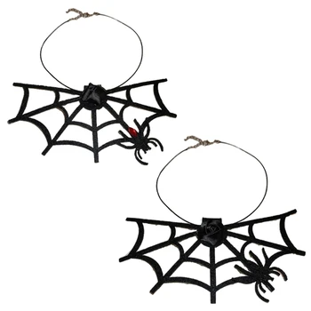 MXME Exagerat Păianjeni Web Păianjeni Pandantiv Scurt Colier Gotic Negru Tesatura Clavicula Lanț de Halloween Colier pentru Femei