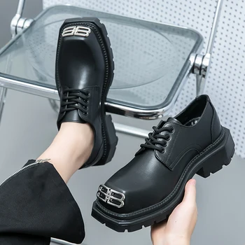 2023 Noua Moda Barbati din Piele Pantofi Derby Fund Gros Lift Pantofi Omul Negru Pantofi de Lux Casual Pătrat-toe Pantofi de Partid 