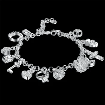 Fierbinte moda Strazii Argint 925 bine Zircon inima cheie Pendant Brățară pentru femei Cadouri de petrecere nunta accesorii Bijuterii
