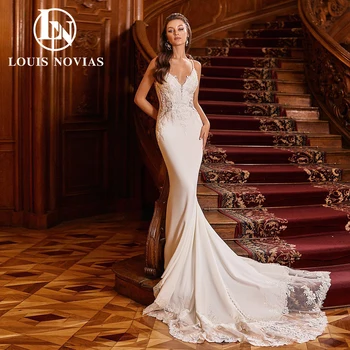 LOUIS NOVIAS Rochie de Mireasa Sirena 2023 Dragă Curele de Spaghete Broderie Curtea Tren Satin de Nunta Rochie de Vestidos De Novia