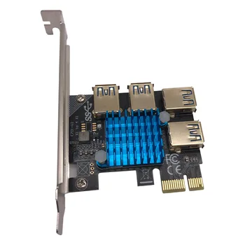 PCIE de la 1 la 4 Riser Card de CONDUS de Aur Multiplicator USB 3.0 Hub PCI Express X1 la PCI-E 16X Coloană pentru placa Video pentru Bitcoin Miner Minier