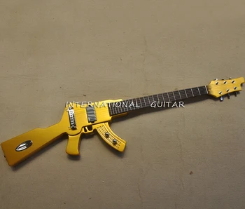 6 Siruri de caractere Pistol de Aur în Formă de Chitara Electrica cu 22 de Freturi Rosewood Fretboard Personalizabil