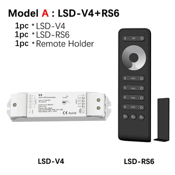 LED Dimmer V4 12V DC, 24V 36V 4 Canale Împinge Dim Comutator PWM RF 2.4 G Wireless de la Distanță RS6 de Control pentru o Singură Culoare LED Strip Lumină