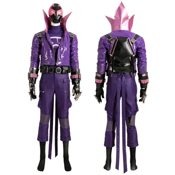 Carnaval De Halloween Km Cosplay Costum Adult, Bărbați Peste Versetul Erou Costum Violet Cu Elemente De Recuzită