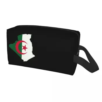 Personalizat Algeria Harta Pavilion 2222 articole de Toaletă Geanta pentru Femei Machiaj Cosmetice Organizator Doamna Frumusete de Stocare Dopp Kit Caz