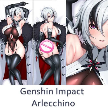 Genshin Impact Arlecchino Cosplay Dakimakura Pernă Caz Peachskin Îmbrățișând Perna Caz Anime Joc De Mult Timp Pernă