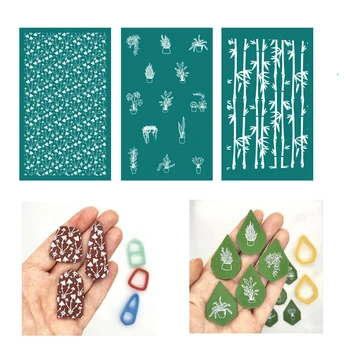Ecran de mătase Matritele pentru Lut Polimeric Reutilizabile Silkscreen de Imprimare Kit Plasă de Șabloane de Transfer Meserii DIY Imprimare Eerring Bijuterii