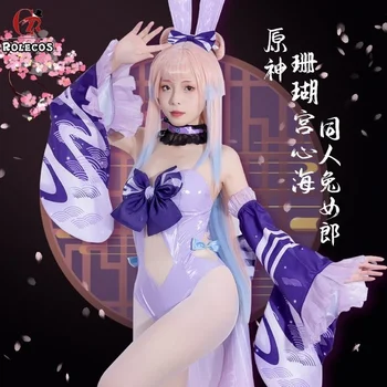 Genshin Impact pentru costum de Corali Palatul Xinhai anime cosplay Iepuras Playboy sexy joc de desene animate set întreg