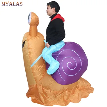 Drăguț Gonflabile Plimbare Melci Costum De Halloween Pentru Adulti Barbati Cosplay Amuzant Moluscă Animal De Mers Pe Jos Arunce În Aer Costum Petrecere Rochie Fancy