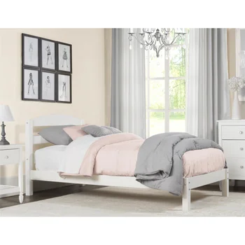 Case mai bune și Grădini Leighton Copii Twin Dimensiune Platforma de Lemn Cadru de Pat, pat Alb set mobilier copii, pat