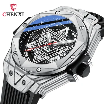CHENXI Barbati Sport Watch de Brand de Top de Lux Militar Armata Impermeabil Star de sex Masculin Ceas Silicon Cuarț Om de Afaceri Ceas 8252