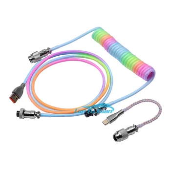  Curcubeu Cablu pentru Tastatură Mecanică 1,8 m RGB Spiralat Tip C La USB UN TPU RGB Segment Detasabila 4Pin Aviator Conector