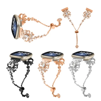 Pentru fitbit-versa 4-versa 3 smart Curea de ceas din Oțel Inoxidabil Brățară cu Diamante Bowknot Metal watchband pentru fitbit sens / sens 2