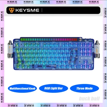 KeysMe Lunar01 Wireless Tastatură Mecanică RGB Light Bar Multifuncțional Buton Trei Modul de Tastatură de Gaming Pc Gamer Accesorii