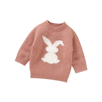 Drăguț Bunny Maneca Lunga Print O-gât Primavara & Toamna Copil Nou-născut Băieți și Fete Pulover Pentru 6-36 Luni Tricotaje pentru Sugari Tricou
