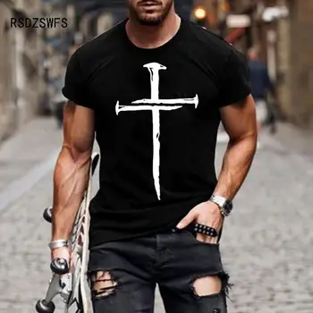 Barbati tricou nou centrare a lui Isus Hristos Element 3d Imprimate T-shirt casual de Vara moda cu mânecă scurtă, guler supradimensionat streetwear