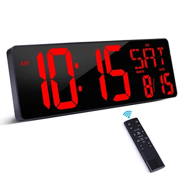 LED Display Mare Digital Ceas de Perete cu Control de la Distanță De 16,5 Inch Count Up Timer Estompat Ceas cu Alarmă cu Zi, Data, Temperatura
