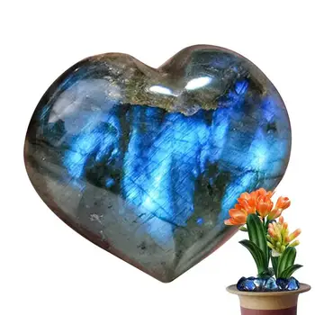 Inima în Formă de Labradorit DIY Naturale Labradorit Sculptate Pandantiv Cristal de Piatra Inima de Palmier Piatra Puf Pietre Pentru Noroc