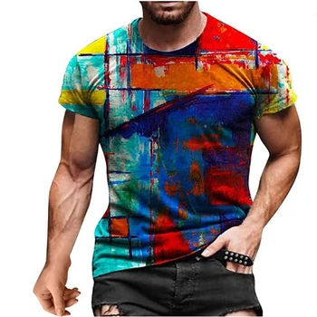 Vara Barbati 3d Imprimate T-Shirt de Moda Casual Sport Stradă O Guler Maneci Scurte Distractiv Retro Vrac Plus Dimensiune Respirabil de Sus