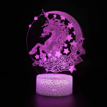 Nighdn 3D Unicorn Lampă pentru Copii Lumina de Noapte LED Dormitor Noptieră Lămpi Decorul Camerei Ziua de nastere Cadou de Crăciun pentru Copii Fete