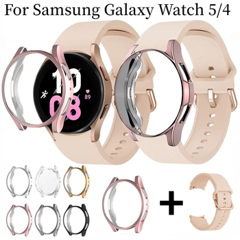 TPU Caz+Curea Silicon pentru Samsung Galaxy Watch 5 44mm 40mm/4 44mm 40mm Sport Bratara pentru Ceas Samsung 5/4 Coajă de Protecție