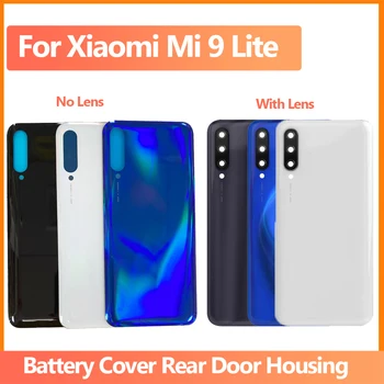 100% Nou Pentru Xiaomi Mi 9 Lite Spate Capac Baterie Redmi de Locuințe Spate Usa Panou de Sticlă Cazul Pieselor de schimb cu obiectiv