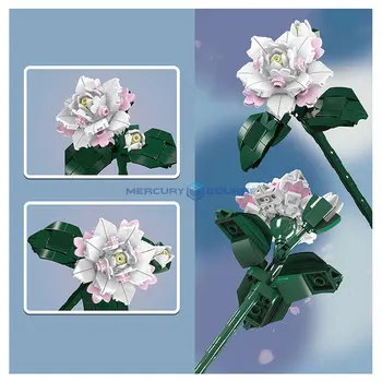 Camellia Floare Blocuri DIY Buchet de Colectare de Plante Decor Creativ Schimbătoare Model Cărămizi de Jucărie Cadou Fete