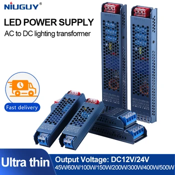 Ultra Subțire AC la DC12V 24V LED Driver de Alimentare 45W 60Watts 100W 150W 200W, 300W 400W, 500W de Iluminat, Transformatoare Pentru Benzi cu LED-uri