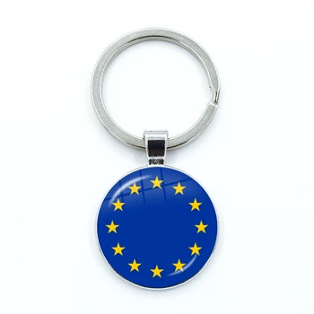 Ue Europa Steagul Uniunii Keychain Keyring Bijuterii Pandantiv De Sticlă Convexă Breloc Cadou Prieteni