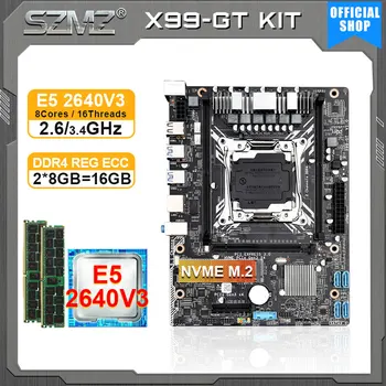 SZMZ X99 GT Placa de baza despre lga2011-V3 CPU RAM kit xeon cu E5 2640 v3 + 2*8GB DDR4 RAM placa mae X99 suport NVME M. 2