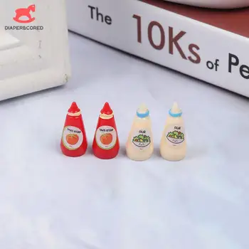 4buc/set 1:12 Casă de Păpuși Accesoriile casă de Păpuși în Miniatură Alimentare Mini Ketchup Salata Imitație de Jucărie