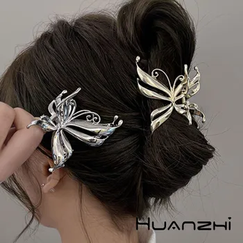 HUANZHI Moda de Metal Fluture Clip de Păr de Aur de Culoare Argint Forma de Animale Shark Clip Personalitate Accesorii de Par pentru Femei