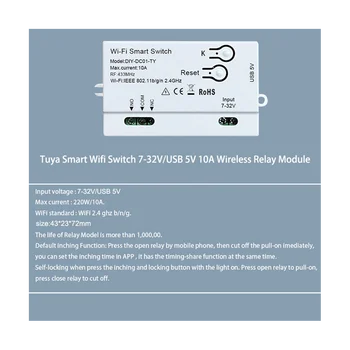 Tuya WiFi Smart Switch DIY Timer 1CH 7-32V USB 5V 2.4 G WiFi Smartlife Acasă de Automatizare Modulul pentru Alexa Google Acasa IFTT