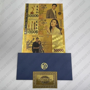 Frumos Coreea de Aur de Bancnote KRW Super Star Hyun Bin și Fiul Ye Jin Câteva Suveniruri de Aur de Bilete pentru fanii cadou & colectare