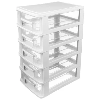 stivuire machiaj de stocare cinci strat sertar alb compact de depozitare sertar ciorap organizator cutie pentru desktop containere birou