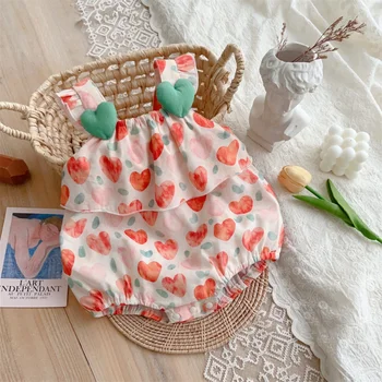 Fetita Vară de Îmbrăcăminte Nou-născut Romper pentru Vacanță pentru Sugari Costum de Moda Fată Copilul Dantela de Imprimare Drăguț Prințesă Salopeta Set
