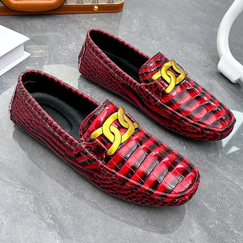 2023 Nou Roșu Bărbați Mocasini Brand de Moda pentru Barbati din Piele Mocasini Pantofi Mărimea 48 de Lux Casual de Conducere Pantofi de sex Masculin sapatos mascu202nos