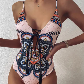 2023 Nouă Tendință-O bucată de Plajă Bikini Femei Retro Imprimare Sexy costum de Baie Brazilian de sex Feminin Push Up costume de Baie pe Plajă Costum de Baie