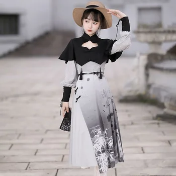 Se Spală Pictura Îmbunătățit Lolita Nou Chinezesc Elemente Neregulate Lolita Fusta Ciorapi Lolita Cheongsam Femei Rochii
