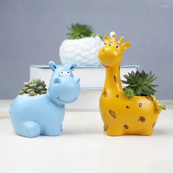 Creative Rășină ghivece de Flori Hipopotam forma de girafa Plantat Plante Suculente animal Ghiveci de Flori Drăguț Stil Pastorală Decor Acasă