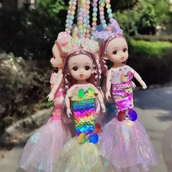Fete Frumoase Papusa Printesa Jucării Sequin Shell Mermaid Princess Papusa Colier Fete Casă De Joacă Jucării Pentru Copii Cadouri