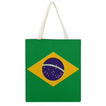 Brazilia Flag Canvas Tote Bag Dublă Premium Sac De Panza Amuzant Noutate Cordon Rucsac Vintage Totes