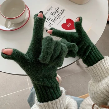 Versatil degete ecran tactil de iarnă în aer liber cu bicicleta Mănuși de cald tricotate pentru femei deget mănuși anti-îngheț