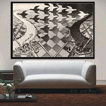 Escher Ireal Geometrice Opera De Arta Abstracta Imprimare Poster Imaginea De Pe Perete Dormitor Clasic Artă Decorativă Nici Un Cadru