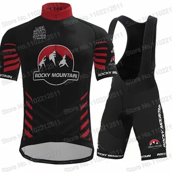 Rocky Mountain Ciclism Jersey 2023 Set Maneca Scurta Negru statele UNITE ale americii Îmbrăcăminte de Biciclete Rutier Tricouri Costum de Biciclete Salopete pantaloni Scurți MTB Maillot Ropa