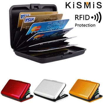 KISMIS RFID Metal Portofel și ID-ul de Afaceri Card de Credit Femei Bărbați ID-ul de Afaceri Card de Credit,Protector Portofel Card Deținătorul Pachetului Cutie
