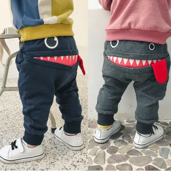 2023 Primăvara și Toamna Agrement Pantaloni pentru Copii Toddler Băiat Drăguț Gura Mare Monstru Pantaloni Haine Lungi din Bumbac pentru Copii Desene animate Pantaloni